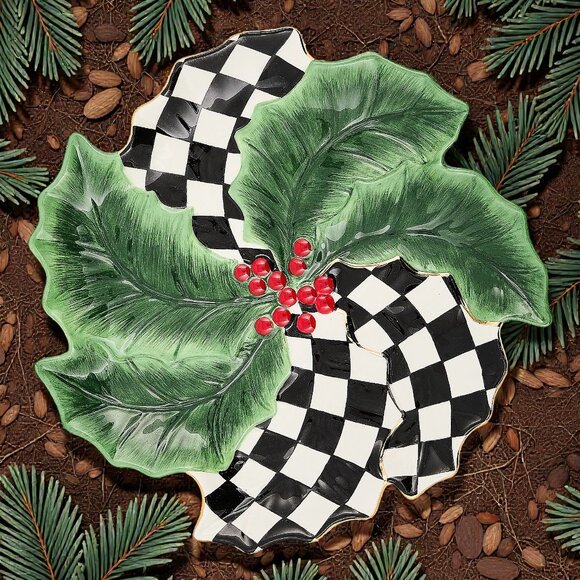 MacKenzie- Childs Holly Leaf Serving Platter - Picture 1 of 9
